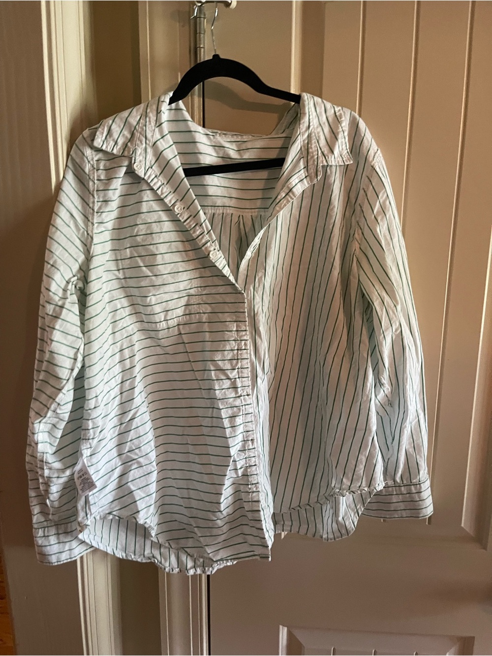 Universal Thread White Button-Front Jacket with Green Stripes